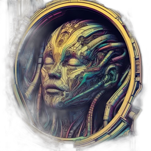face, mask, creature, jewelry, concept art, fantasy art, comic book art, cyberpunk transparent PNG cut-out