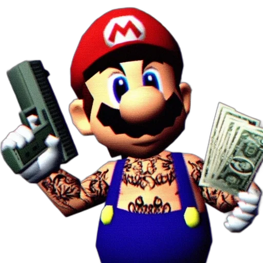 weapon, 3d render, pixel art, concept art, animated, rendition, mario, super transparent PNG cut-out