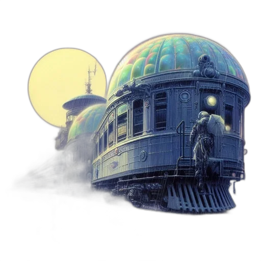 robot, building, concept art, watercolor, fantasy art, 3d render, outer space, fog transparent PNG cut-out