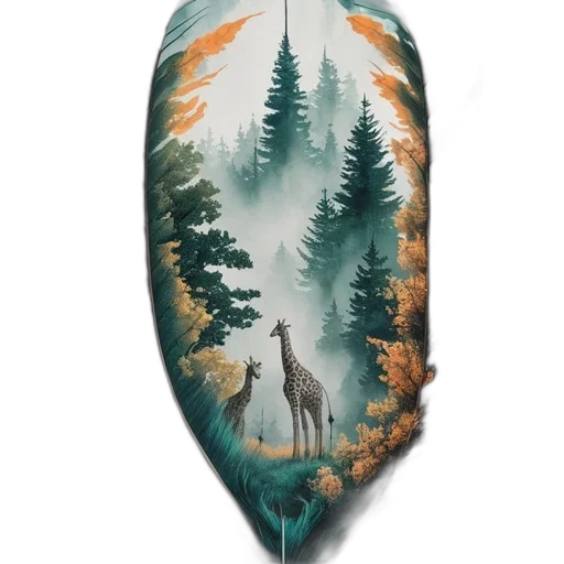 tree, umbrella, jacket, sword, fantasy art, watercolor, concept art, oil painting transparent PNG cut-out