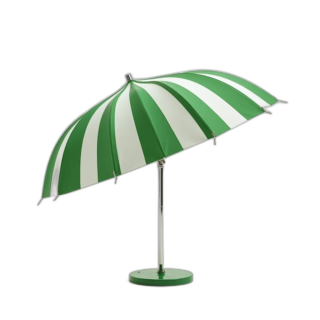 umbrella, staff, hat, furniture, 3d render, photorealistic, rain, green transparent PNG cut-out