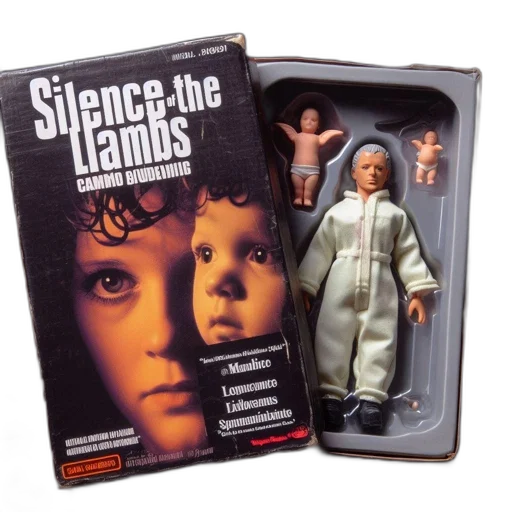 outer space, box, containing, collectible, toys, silence, lambs, features transparent PNG cut-out