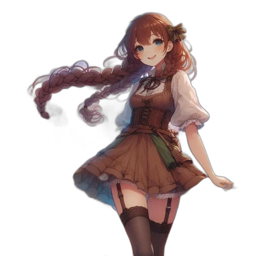 dress, staff, weapon, hair, anime, concept art, fantasy art, watercolor transparent PNG cut-out