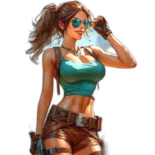 weapon, comic book art, concept art, cyberpunk, fantasy art, green, earth tones, woman transparent PNG cut-out