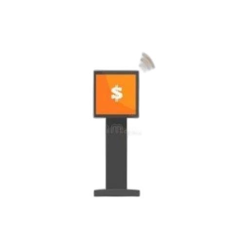 staff, stylized, orange, black, payment, terminal, dollar, sign transparent PNG cut-out