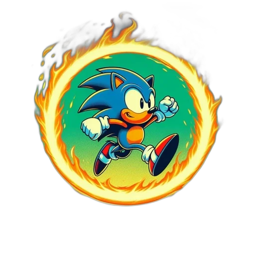 concept art, pixel art, 3d render, comic book art, sonic, hedgehog, leaps, through transparent PNG cut-out