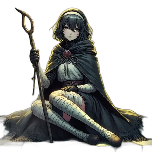 staff, sword, weapon, dress, fantasy art, pixel art, concept art, anime transparent PNG cut-out