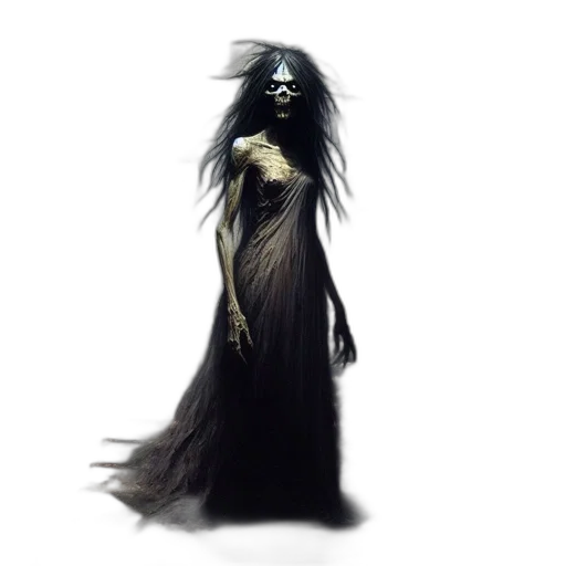 dress, creature, hair, mask, concept art, fantasy art, comic book art, pixel art transparent PNG cut-out