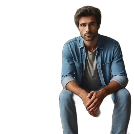 jacket, furniture, face, photorealistic, oil painting, concept art, 3d render, man transparent PNG cut-out