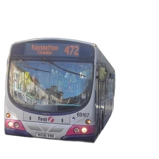 3d render, photorealistic, concept art, cartoon, city street, white, bus, number transparent PNG cut-out