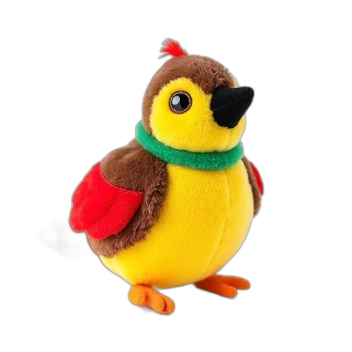 animal, staff, hat, 3d render, plush, toy, bird, yellow transparent PNG cut-out