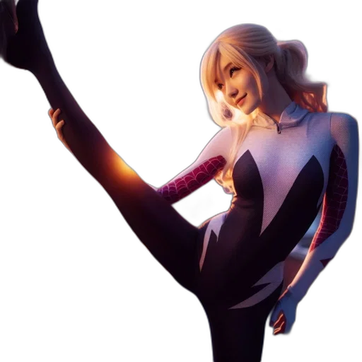 robot, concept art, 3d render, comic book art, anime, woman, stands, confidently transparent PNG cut-out
