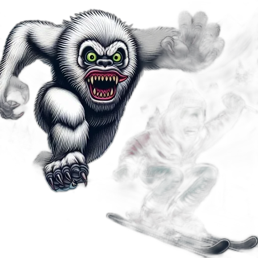 creature, animal, concept art, fantasy art, comic book art, photorealistic, snowy, mountain transparent PNG cut-out