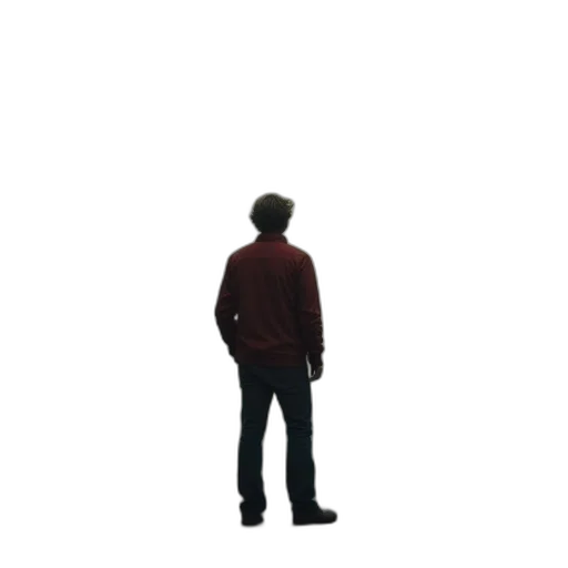 jacket, robot, staff, face, concept art, 3d render, pixel art, photorealistic transparent PNG cut-out