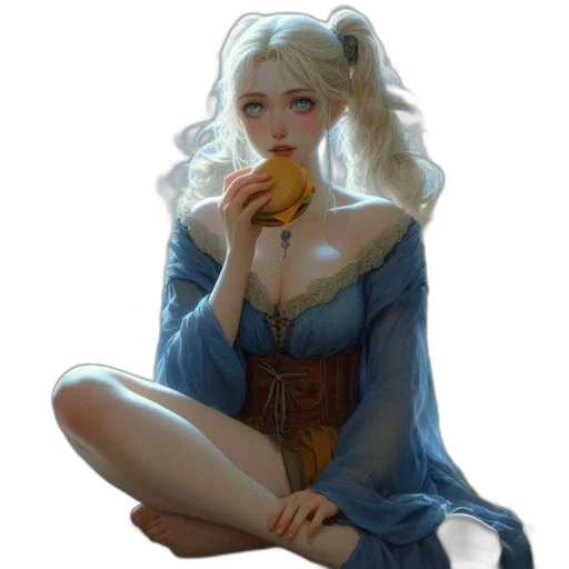 food, dress, concept art, fantasy art, pixel art, photorealistic, blue, pastel transparent PNG cut-out