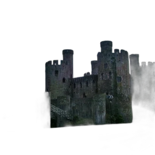 dragon, crown, building, concept art, 3d render, fantasy art, photorealistic, fog transparent PNG cut-out