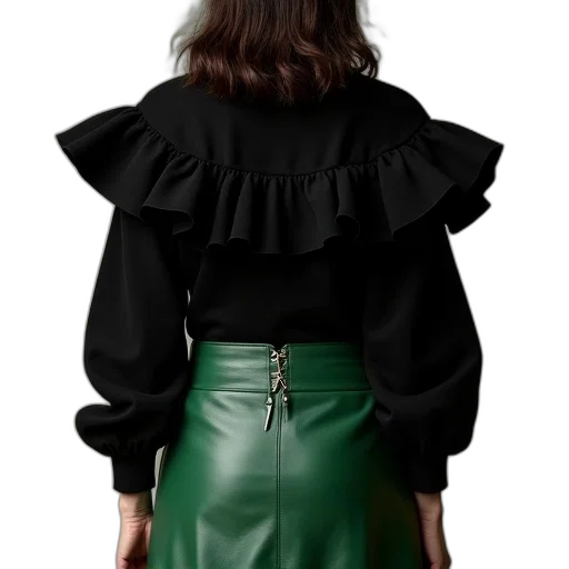 jacket, dress, staff, hair, photorealistic, concept art, 3d render, green transparent PNG cut-out