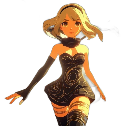 dress, staff, concept art, 3d render, fantasy art, pixel art, golden, earth tones transparent PNG cut-out