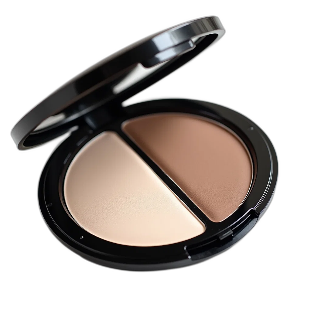 earth tones, compact, powder, makeup, palette, two, shades, one transparent PNG cut-out