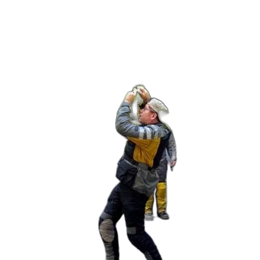 jacket, staff, mask, weapon, concept art, pixel art, 3d render, cyberpunk transparent PNG cut-out
