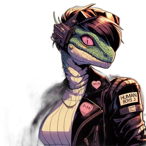 jacket, mask, dragon, creature, concept art, comic book art, cyberpunk, fantasy art transparent PNG cut-out