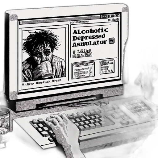 robot, weapon, cyberpunk, vaporwave, concept art, comic book art, monochrome, individual transparent PNG cut-out