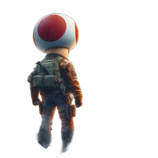 jacket, hat, weapon, mask, 3d render, concept art, pixel art, outer space transparent PNG cut-out