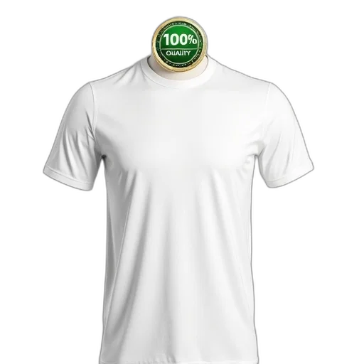 white, t-shirt, plain, design, displayed, mannequin, has, crew transparent PNG cut-out