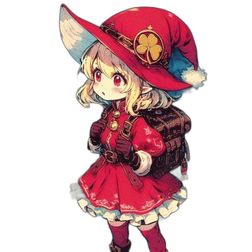 hat, staff, dress, weapon, pixel art, anime, fantasy art, concept art transparent PNG cut-out