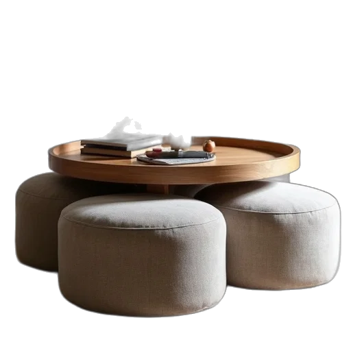 furniture, 3d render, earth tones, tray, top, coffee, table, topped transparent PNG cut-out