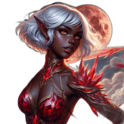 fantasy art, concept art, comic book art, anime, red, dark, enigmatic, figure transparent PNG cut-out
