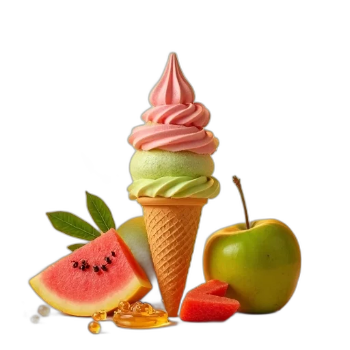 food, hat, staff, 3d render, photorealistic, pastel, colorful, neon transparent PNG cut-out