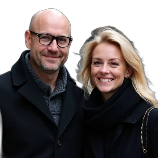 jacket, staff, man, bald, head, woman, blonde, hair transparent PNG cut-out