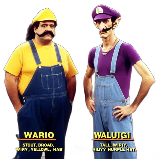 concept art, two, men, dressed, iconic, video, game, characters transparent PNG cut-out