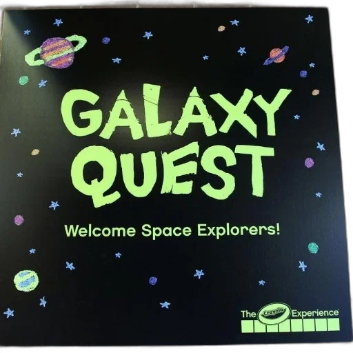 outer space, black, sign, green, text, reads, galaxy, quest transparent PNG cut-out