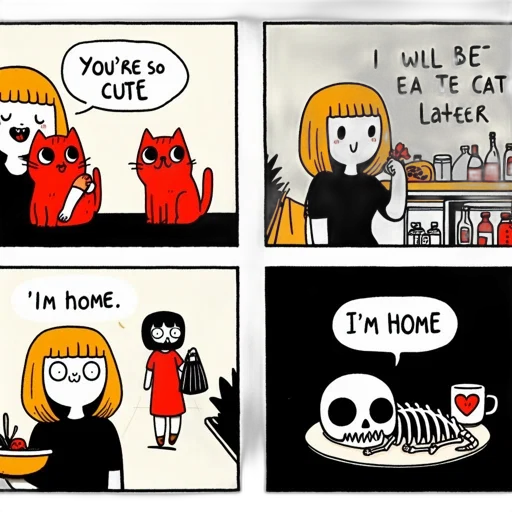 anime, comic book art, cartoon, concept art, fire, monochrome, two, cats transparent PNG cut-out