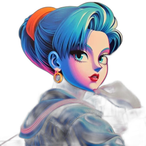 concept art, fantasy art, photorealistic, anime, blue, colorful, pastel, neon transparent PNG cut-out