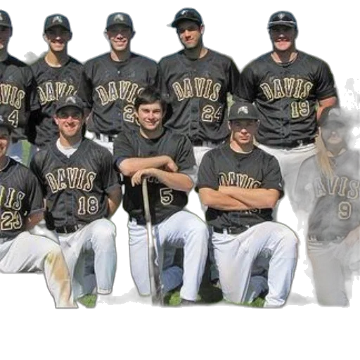 staff, baseball, team, davis, posing, photo, their, black transparent PNG cut-out