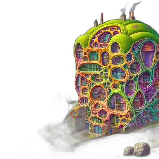 building, robot, furniture, concept art, fantasy art, 3d render, cyberpunk, outer space transparent PNG cut-out