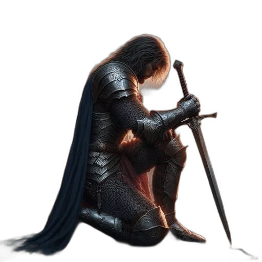 sword, concept art, fantasy art, comic book art, pixel art, knight, ornate, armor transparent PNG cut-out