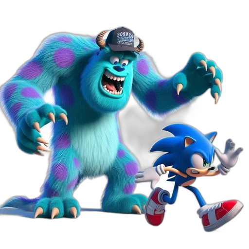 creature, animal, concept art, 3d render, blue, two, animated, characters transparent PNG cut-out