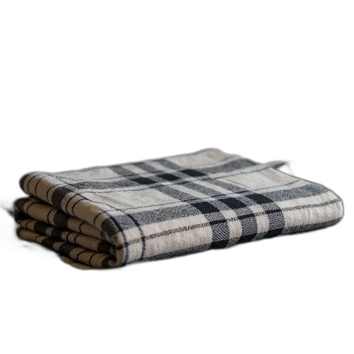 furniture, earth tones, plaid, bedspread, neatly, folded, foot, bed transparent PNG cut-out
