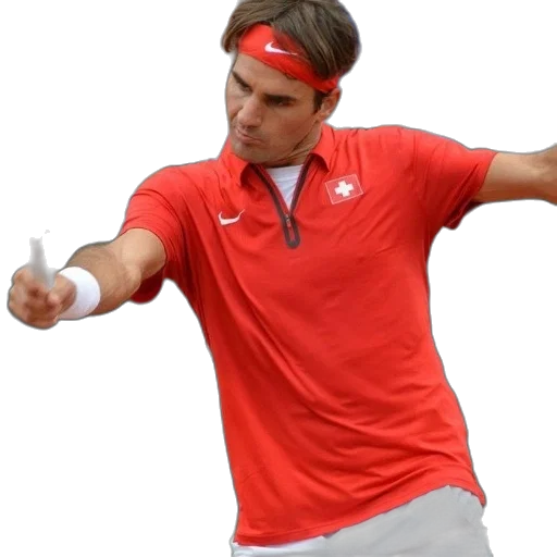 staff, tennis, player, red, shirt, swiss, flag transparent PNG cut-out