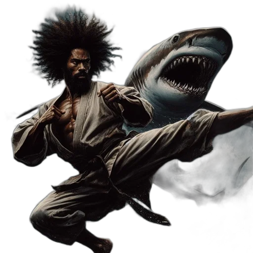 concept art, comic book art, fantasy art, photorealistic, underwater, man, martial, arts transparent PNG cut-out