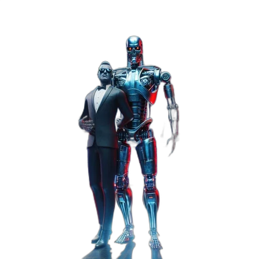 robot, weapon, concept art, comic book art, 3d render, cyberpunk, outer space, vibrantly transparent PNG cut-out