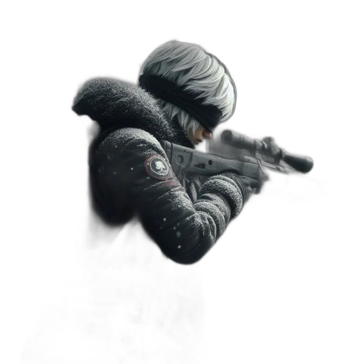 weapon, jacket, mask, face, concept art, 3d render, pixel art, photorealistic transparent PNG cut-out