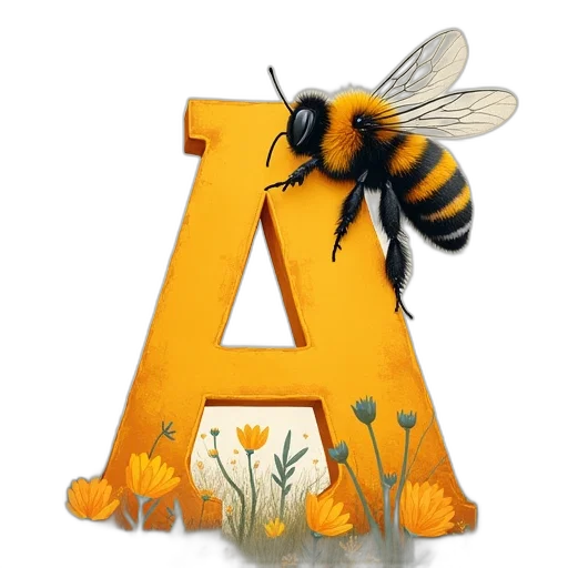 animal, 3d render, concept art, photorealistic, letter, abc, buzzing, bee transparent PNG cut-out