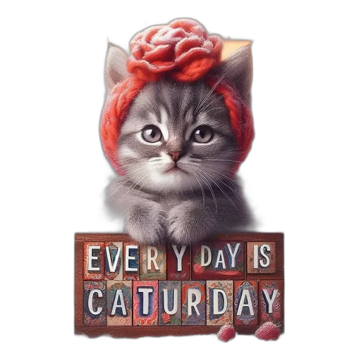 hat, photorealistic, watercolor, kitten, wearing, red, headband, rose transparent PNG cut-out