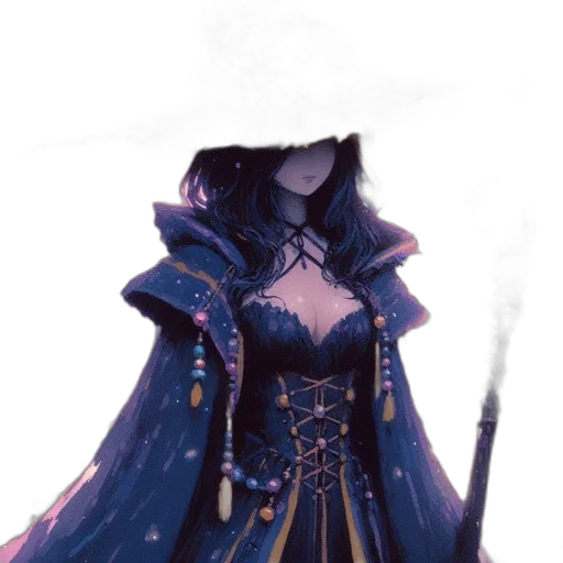 dress, sword, staff, jacket, concept art, fantasy art, watercolor, comic book art transparent PNG cut-out