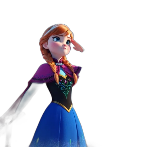 dress, staff, face, 3d render, concept art, cartoon, snow, female transparent PNG cut-out